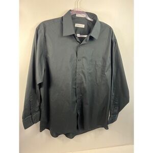 Pierre Cardin Dress Shirt Men's Sz L 16-16.5  32/33 Black Chest Pocket